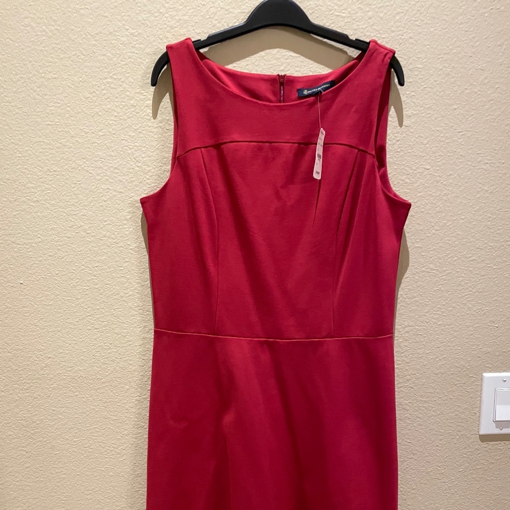 Brooks Brothers NWT Red Rayon Sheath Dress, Size 14 Original price $150